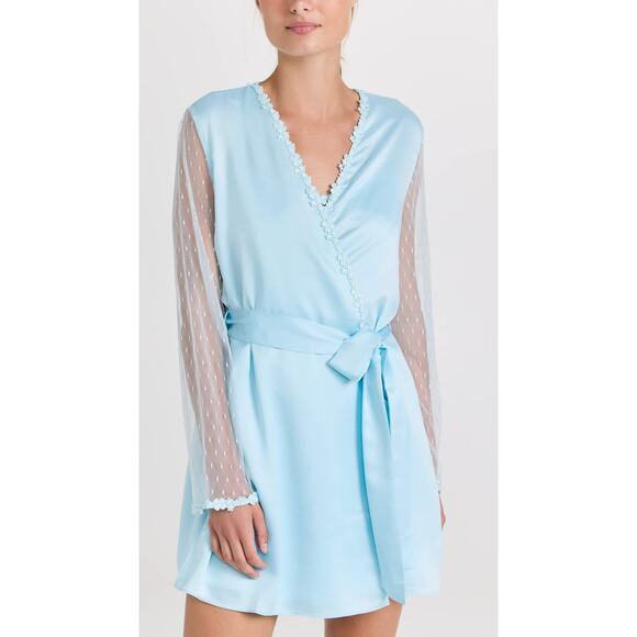 Flora Nikrooz Showstopper Charmeuse Robe Blue Size S - Picture 2 of 6